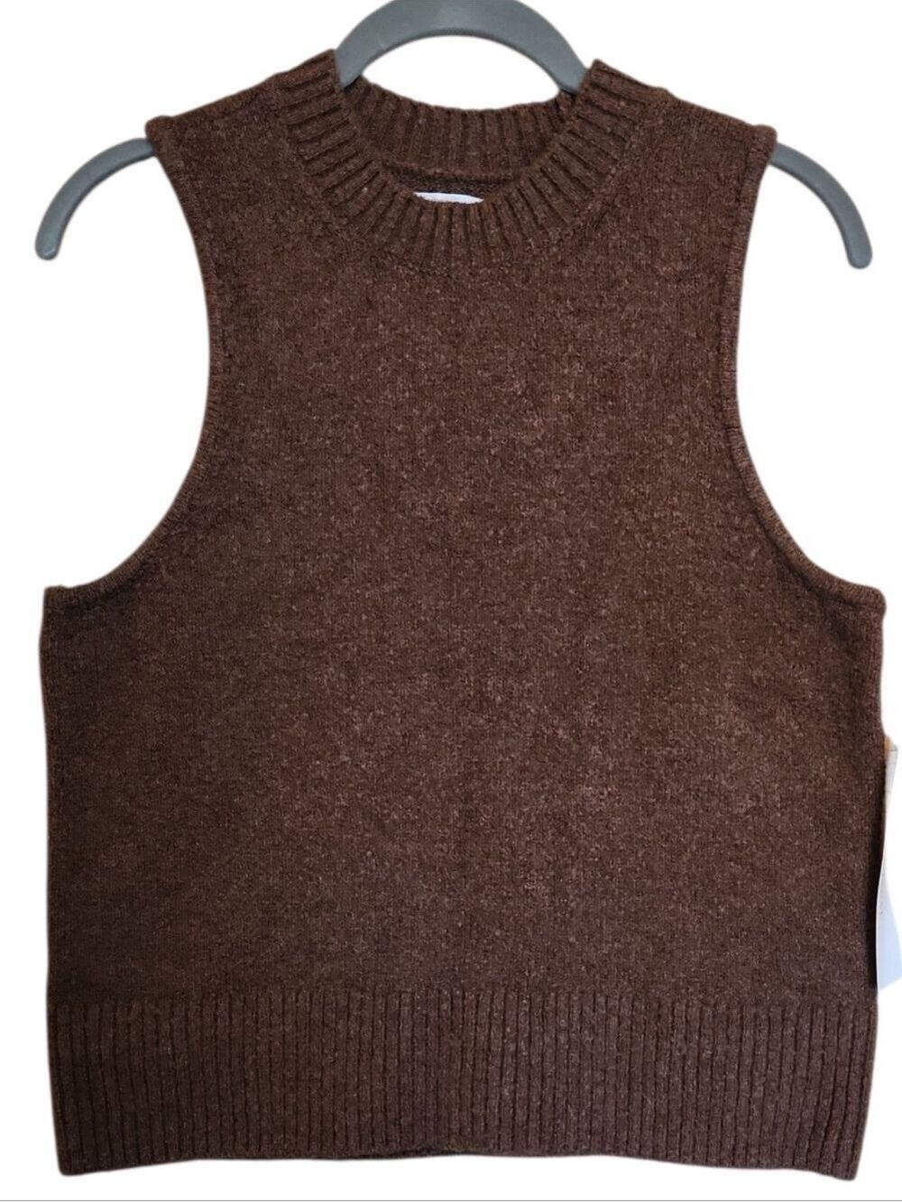 DAILY RITUAL BROWN SLEEVELES BOUCLE KNIT SWEATER VEST SMALL / MEDIUM NWT - Picture 3 of 9